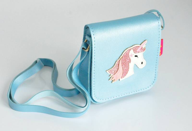 GlücksNugget Kindergartentasche Mädchentasche Einhorn blau metallic von GlücksNugget