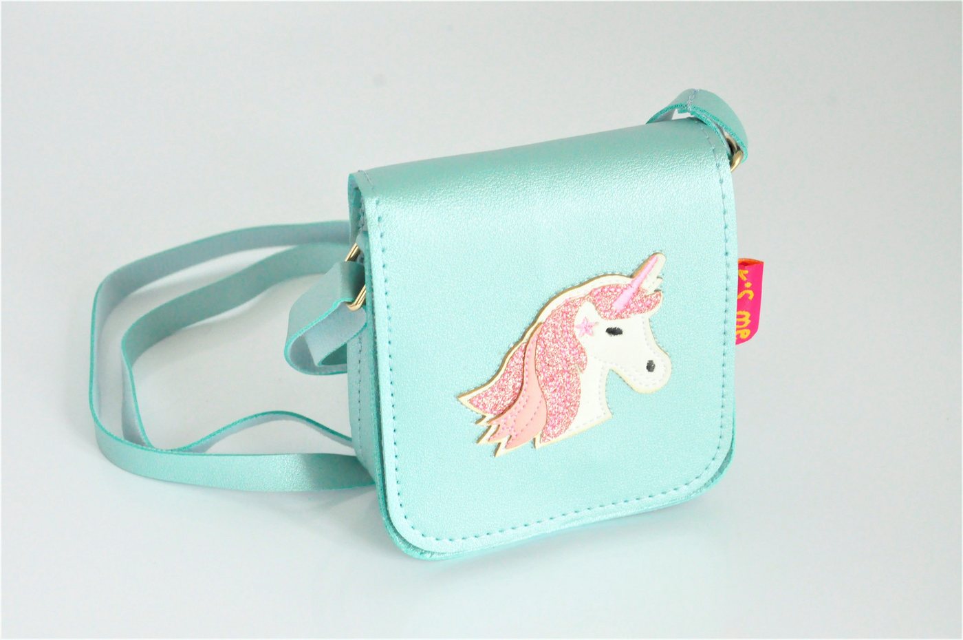 GlücksNugget Kindergartentasche Mädchentasche Einhorn mint metallic von GlücksNugget