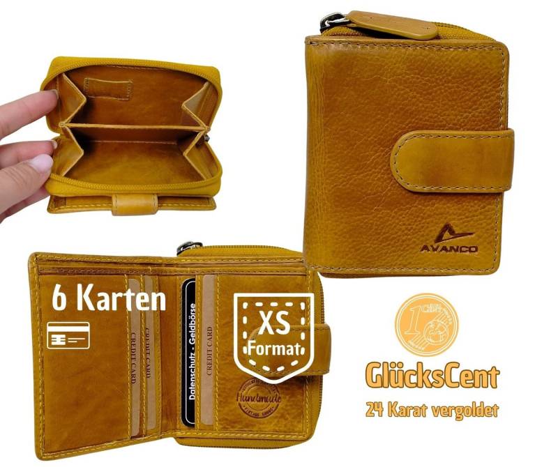 GlücksNugget Mini Geldbörse GlücksNugget Minibörse Lederbörse Hosentaschenbörse Geldbörse von GlücksNugget