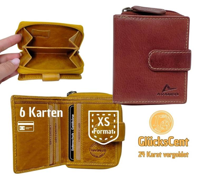 GlücksNugget Mini Geldbörse GlücksNugget Minibörse Lederbörse Hosentaschenbörse Geldbörse von GlücksNugget