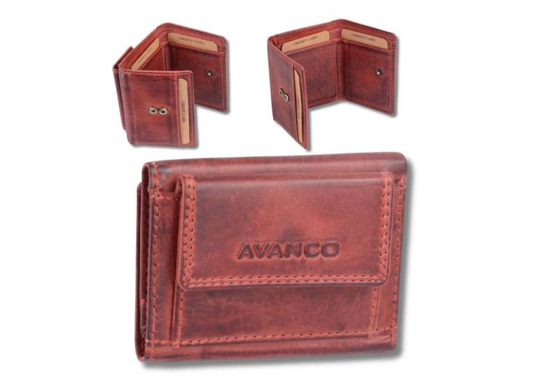 GlücksNugget Mini Geldbörse schicke Minibörse Leder Hosentaschenbörse, rotbraun von GlücksNugget