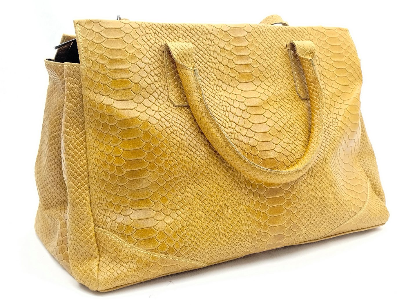 GlücksNugget Umhängetasche Leder Businesstasche gelb von GlücksNugget