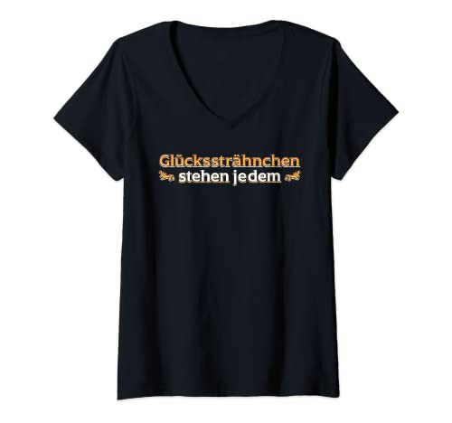Damen Glückssträhnchen stehen jedem Glücksfaktor Kleeblatt Glücks T-Shirt mit V-Ausschnitt Damen Glückssträhnchen stehen jedem Glücksfaktor Kleeblatt Glücks T-Shirt mit V-Ausschnitt von Glücksbringer Glück Glücksspiel Glückssträhne Spaß