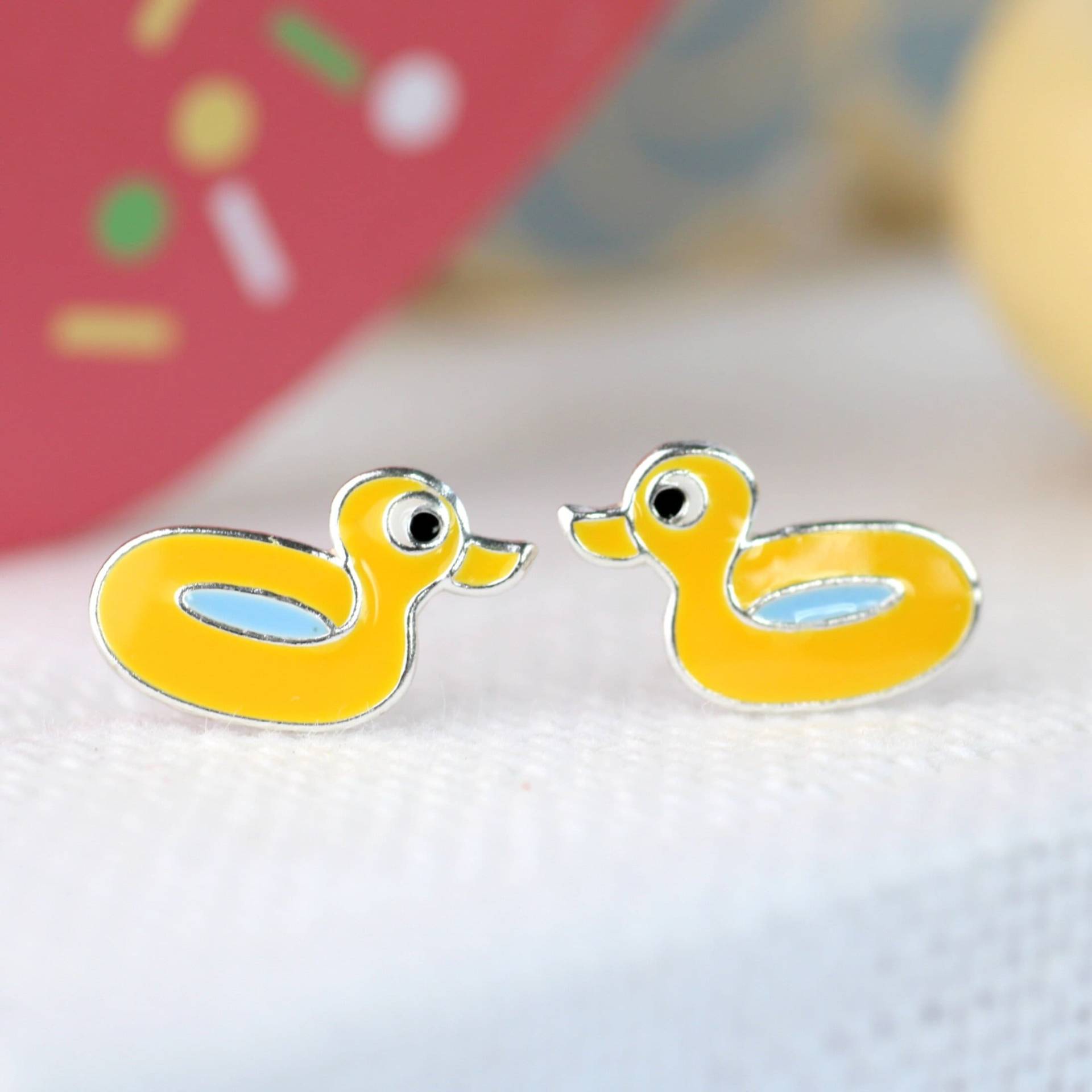 Enten Ohrstecker Silber. Gelbe Kinder Ohrringe 925 Sterling Mädchen Schmuck, Geschenk Für von GluecksbringerinShop