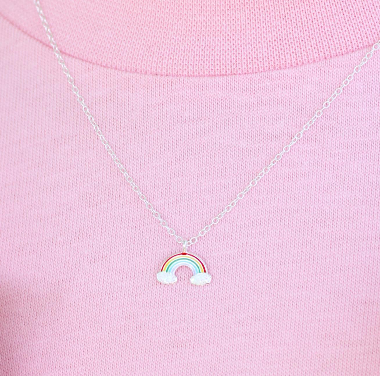 Halskette Regenbogen Silber. Kinder Kette 925 Sterling Geschenk Für Mädchen von GluecksbringerinShop