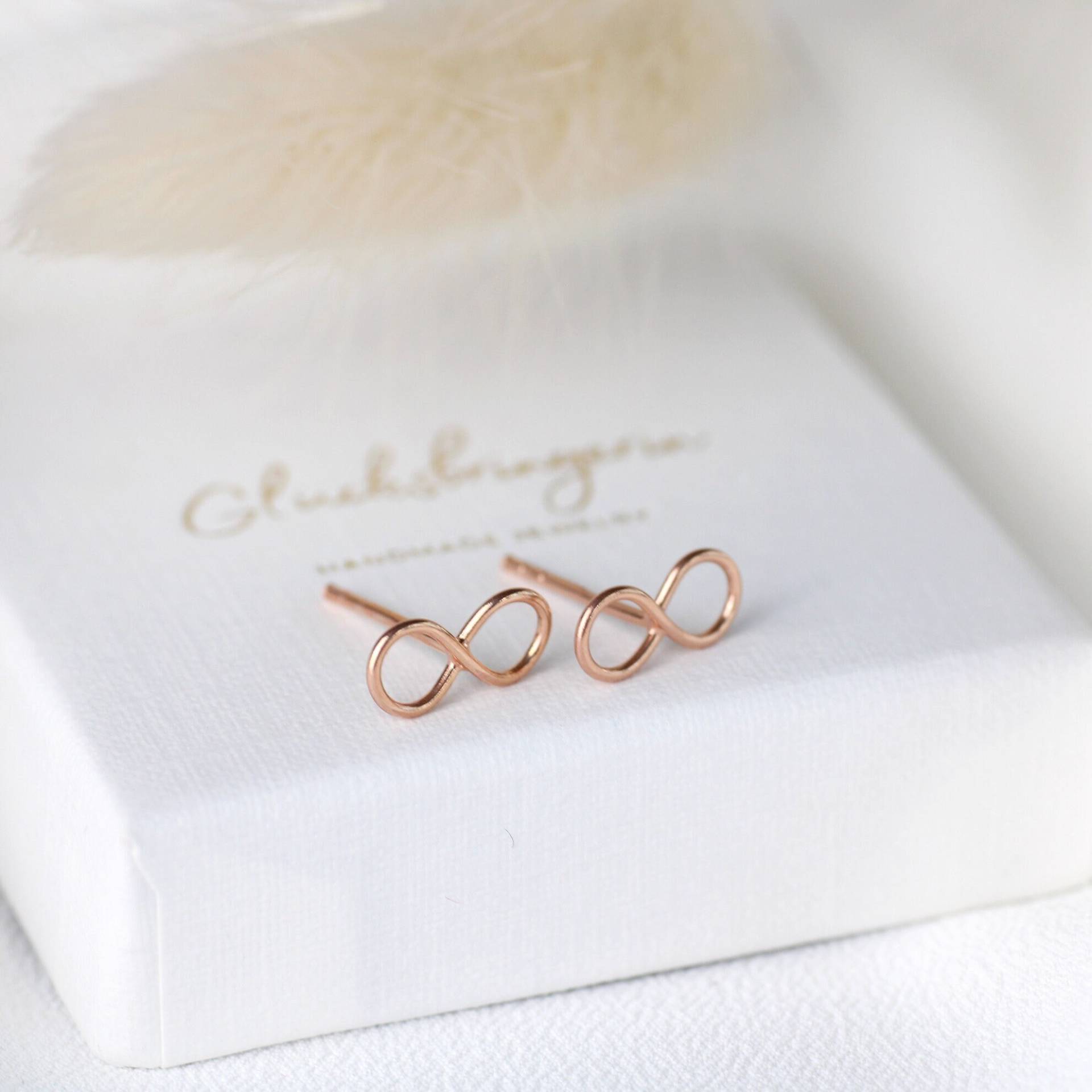 Infinity Ohrstecker Roségold. 925 Sterling Silber Ohrringe Minimalistisch. Geschenk Für Sie von GluecksbringerinShop