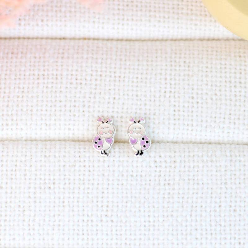 Kinder Ohrringe Marienkäfer Silber. Ohrstecker Mini 925 Sterling Geschenk Für Mädchen von GluecksbringerinShop