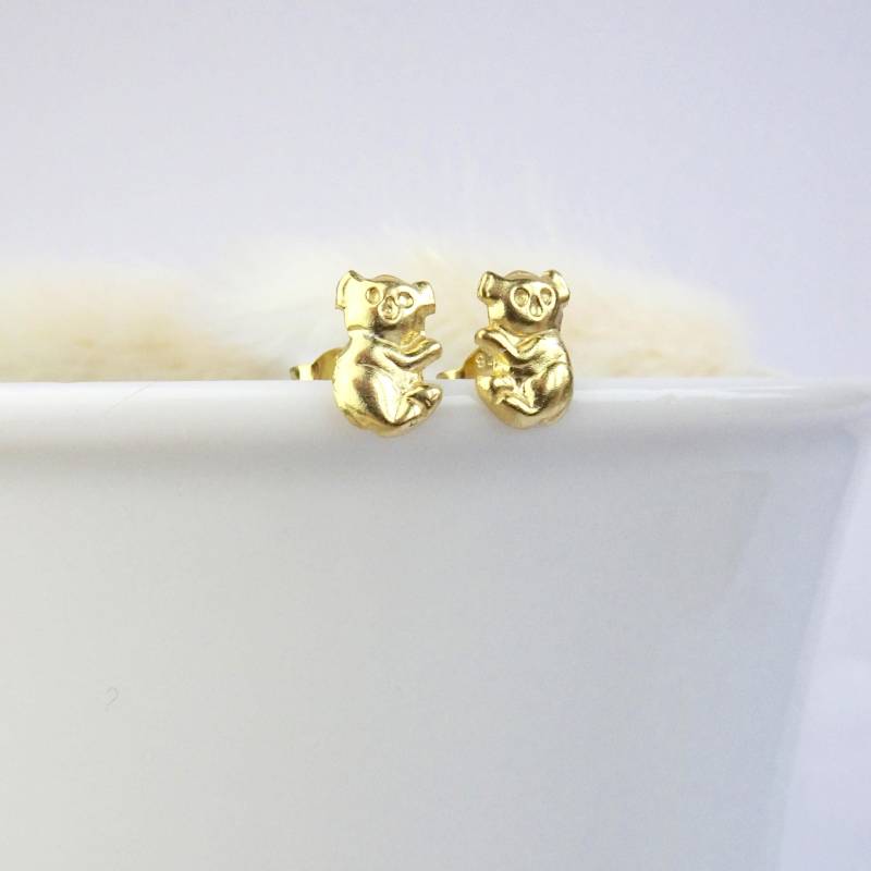 Kinder Ohrringe Koala Vergoldet. Ohrstecker Tier 925 Sterling Silber. Geschenk Für Mädchen von GluecksbringerinShop