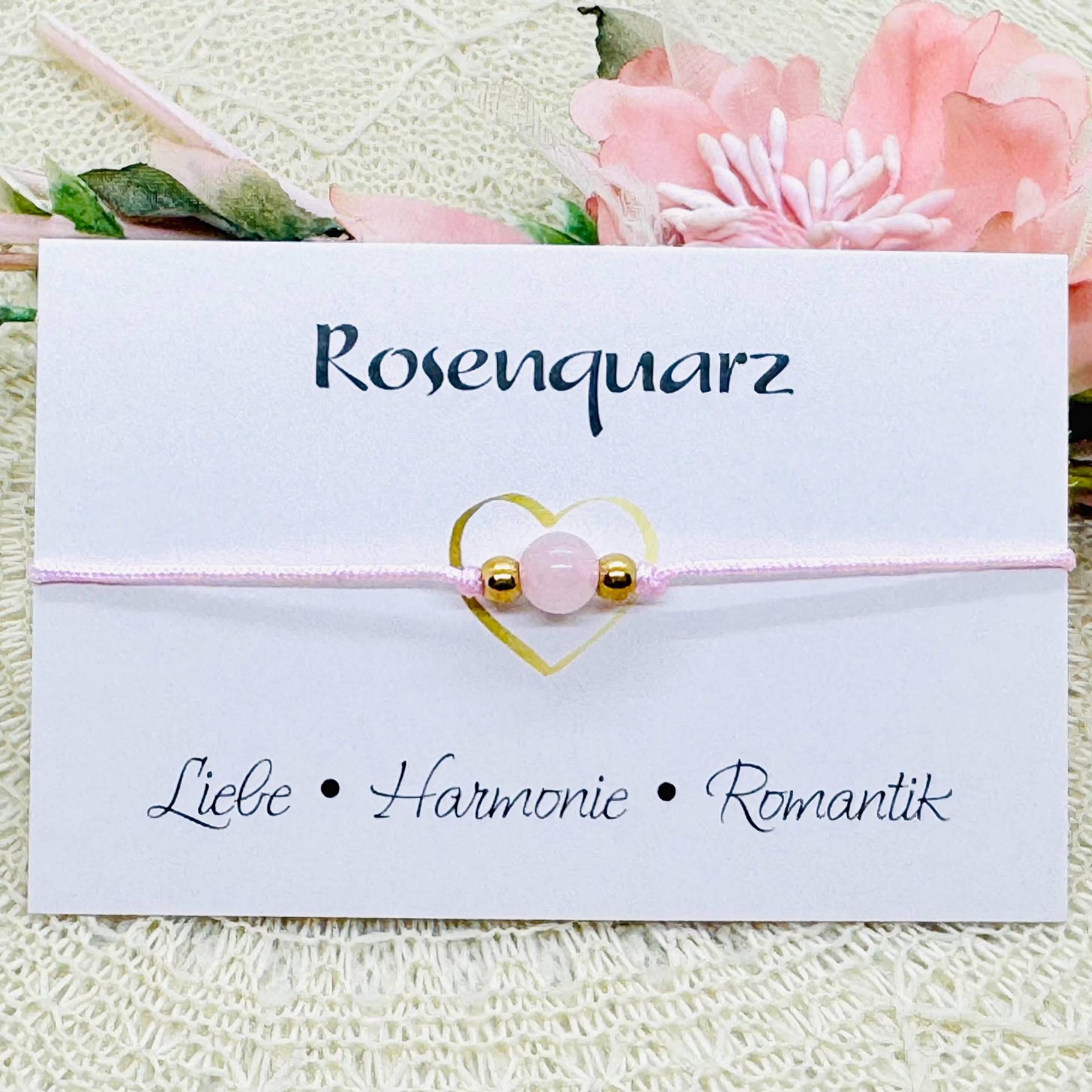 Dezentes Rosenquarz Edelstein Armband - Zartes Makramee Freundschaftsarmband von GluecksengeI