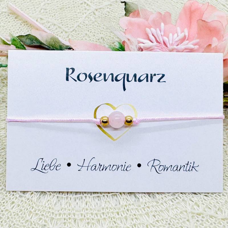 Dezentes Rosenquarz Edelstein Armband - Zartes Makramee Freundschaftsarmband von GluecksengeI