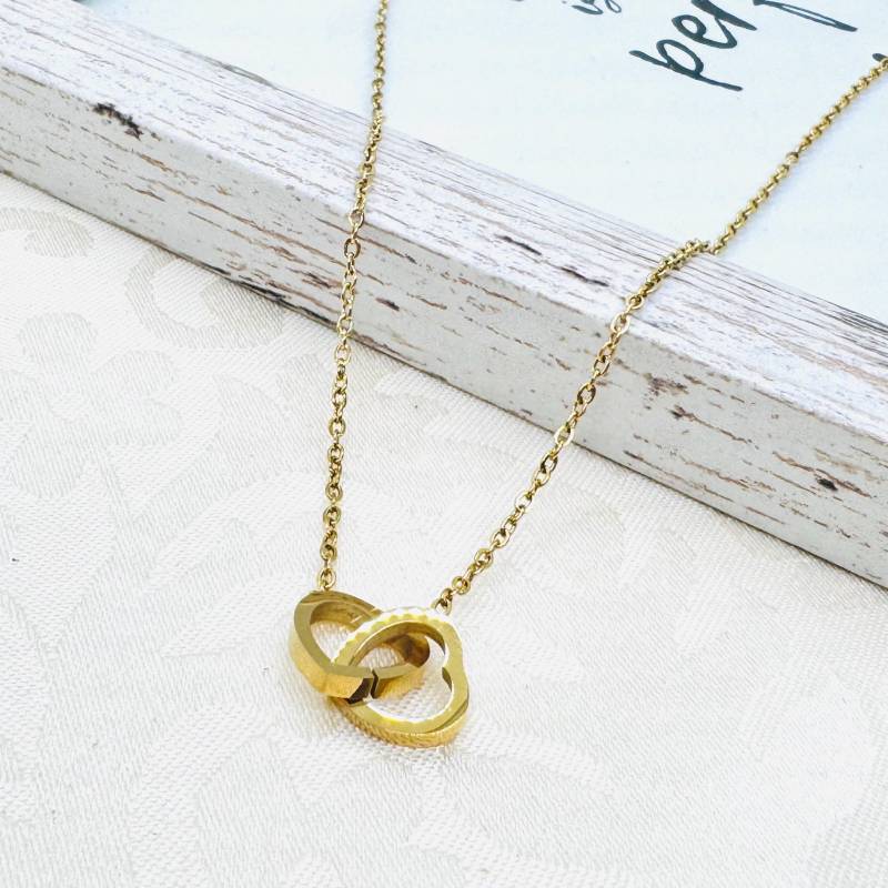 Doppelherz Halskette Aus Titanstahl - 40 cm + 5 Verlängerung Herz Kette Damenkette Geschenk Für Frauen Doppelherz Halskette Aus Titanstahl - 40 cm + 5 Verlängerung Herz Kette Damenkette Geschenk Für Frauen von GluecksengeI