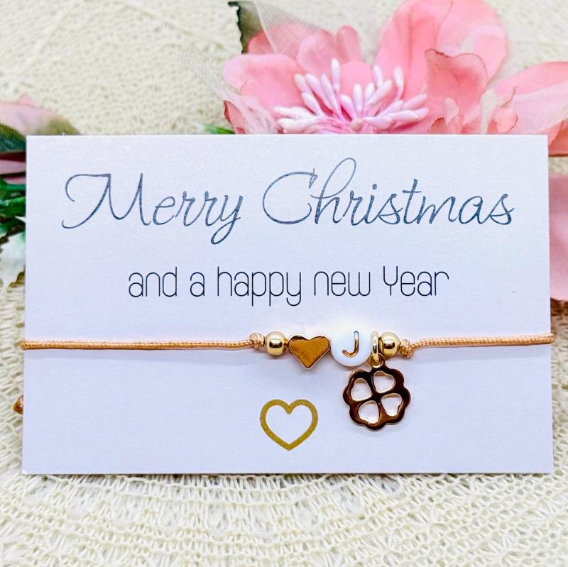 Feines Glücksbringer Makramee Armband Personalisiert - Zartes Freundschaftsarmband Weihnachtsgeschenk von GluecksengeI