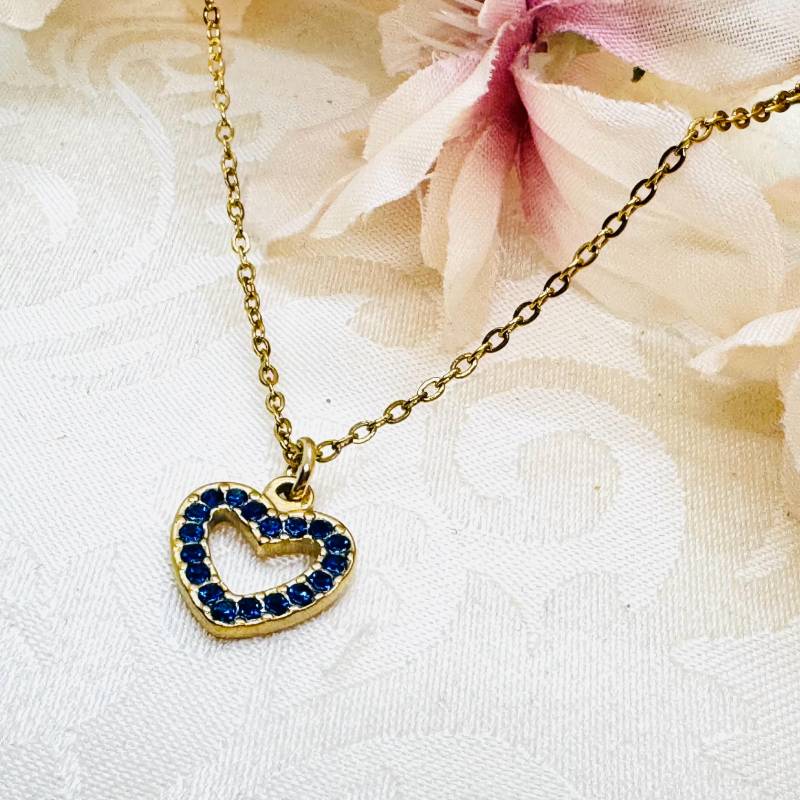 Goldene Halskette Aus Edelstahl Mit Strass Herz Blau - Kette Anhänger Damenkette Geschenk Für Sie Valentinstagsgeschenk Goldene Halskette Aus Edelstahl Mit Strass Herz Blau - Kette Anhänger Damenkette Geschenk Für Sie Valentinstagsgeschenk von GluecksengeI