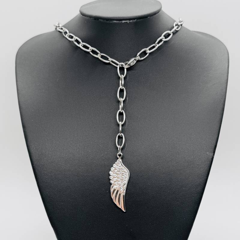 Grobe Halskette Silber Aus Edelstahl Mit Anhänger - Chunky Gliederkette Wasserfest Y Kette Damenkette Geschenk Für Sie U. Ihn Grobe Halskette Silber Aus Edelstahl Mit Anhänger - Chunky Gliederkette Wasserfest Y Kette Damenkette Geschenk Für Sie U. Ihn von GluecksengeI