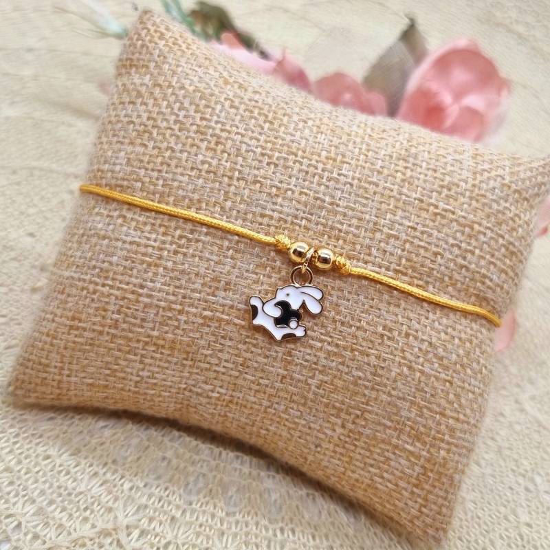 Häschen Makramee Armband - Filigranes Mit Hasen Anhänger von GluecksengeI