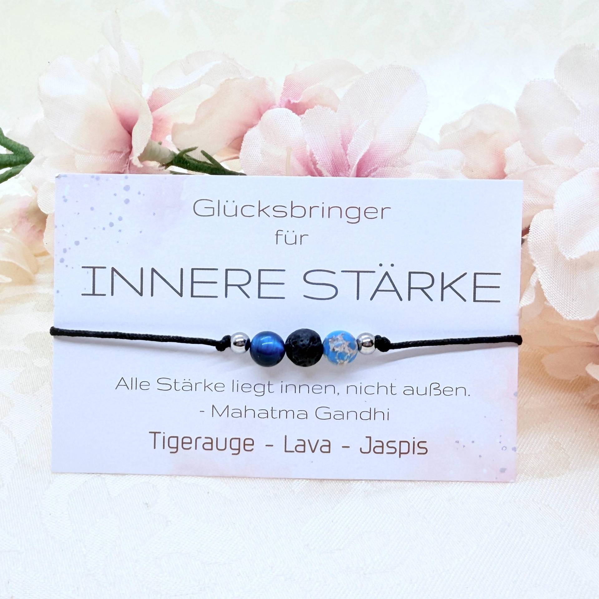 Innere Stärke Edelstein Makramee Armband Blau | Geschenkidee Für Sie U. Ihn von GluecksengeI