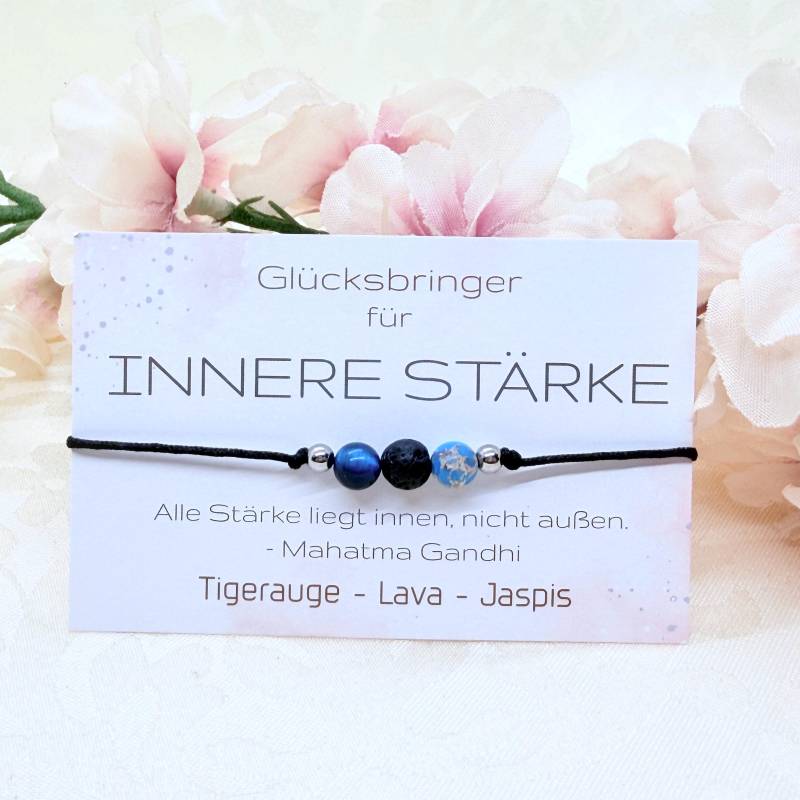 Innere Stärke Edelstein Makramee Armband Blau | Geschenkidee Für Sie U. Ihn von GluecksengeI