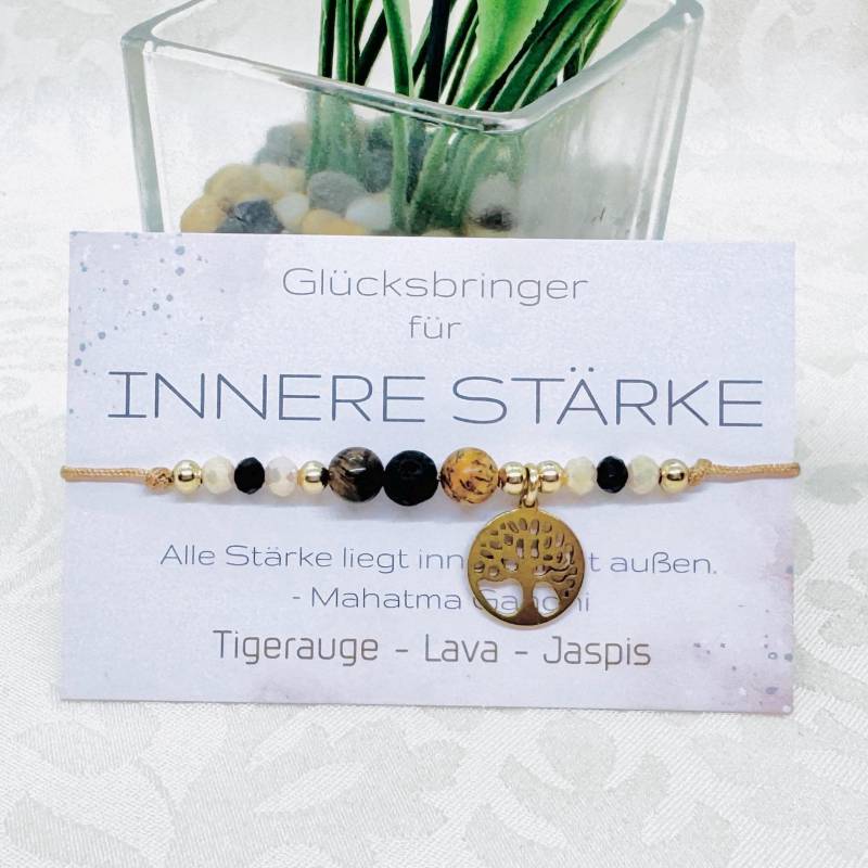 Innere Stärke Edelstein Makramee Armband Mit Lebensbaum | Geschenkidee Für Sie U. Ihn von GluecksengeI