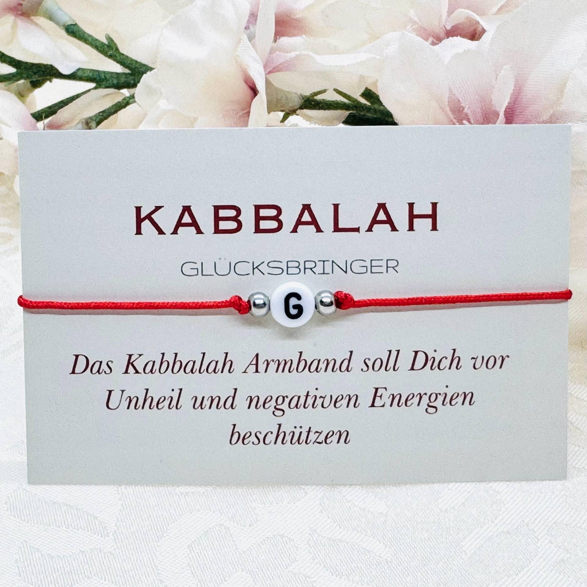 Kabbalah Armband Personalisiert Inkl. Glücksbringer Kärtchen - Roter Faden Kabbalah Armband Personalisiert Inkl. Glücksbringer Kärtchen - Roter Faden von GluecksengeI