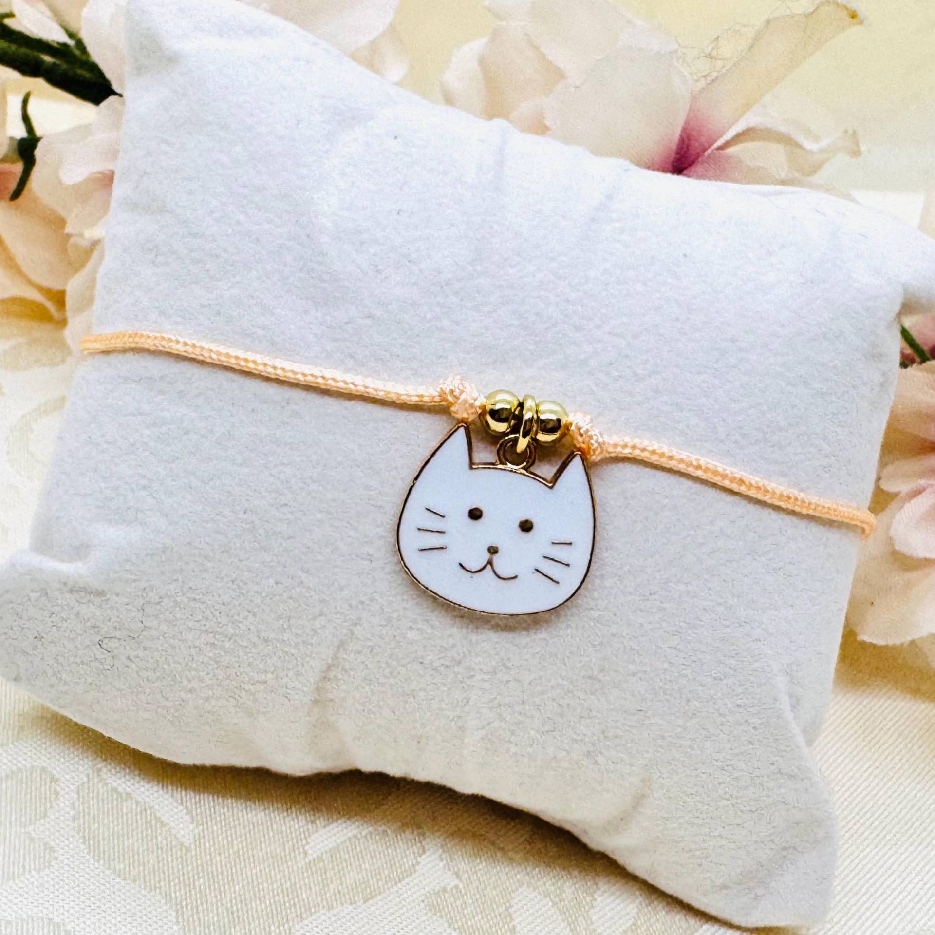 Kätzchen Makramee Armband - Filigranes Mit Anhänger von GluecksengeI
