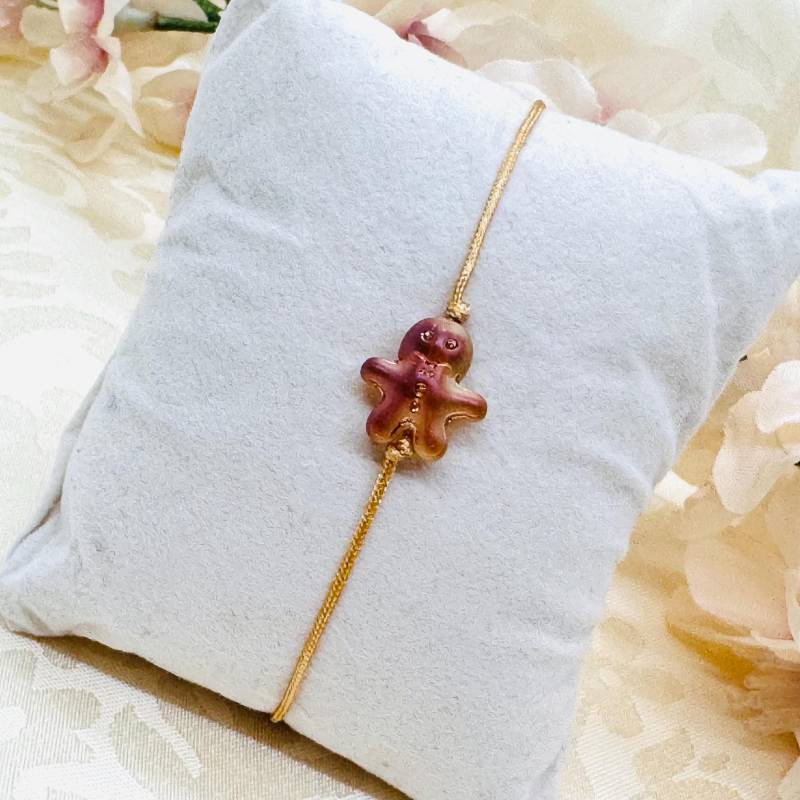 Lebkuchen Männchen Makramee Armband - Filigranes Bethmännchen Weihnachtlich von GluecksengeI