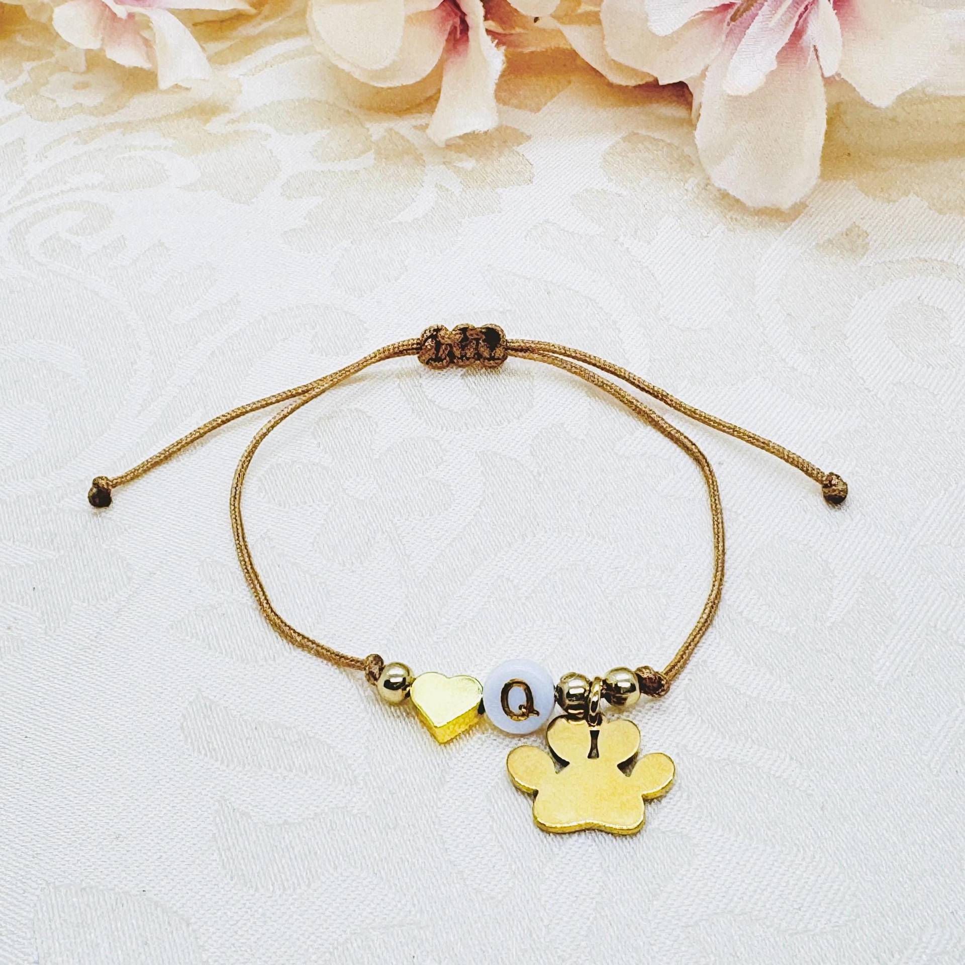 Pfötchen Armband Personalisierbar Gold - Verstellbares Buchstaben Mit Tierpfote Pfötchen Armband Personalisierbar Gold - Verstellbares Buchstaben Mit Tierpfote von GluecksengeI