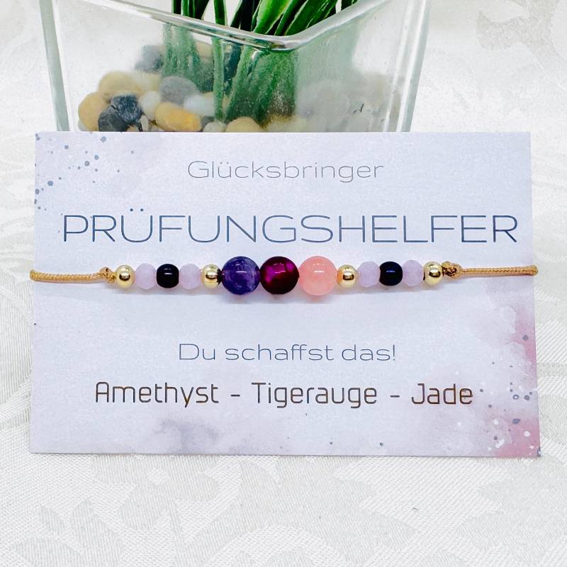 Prüfungshelfer Glücksbringer Edelstein Makramee Armband | Geschenkidee Für Sie U. Ihn von GluecksengeI