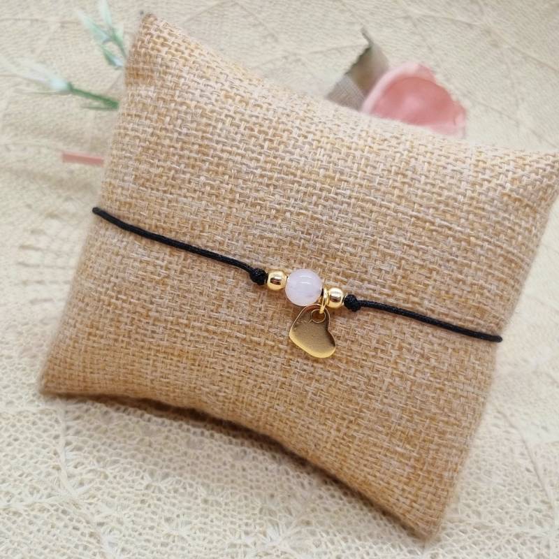 Rosenquarz Edelstein Armband Mit Herz Anhänger - Zartes Makramee Freundschaftsarmband Verstellbar Damen Rosenquarz Edelstein Armband Mit Herz Anhänger - Zartes Makramee Freundschaftsarmband Verstellbar Damen von GluecksengeI