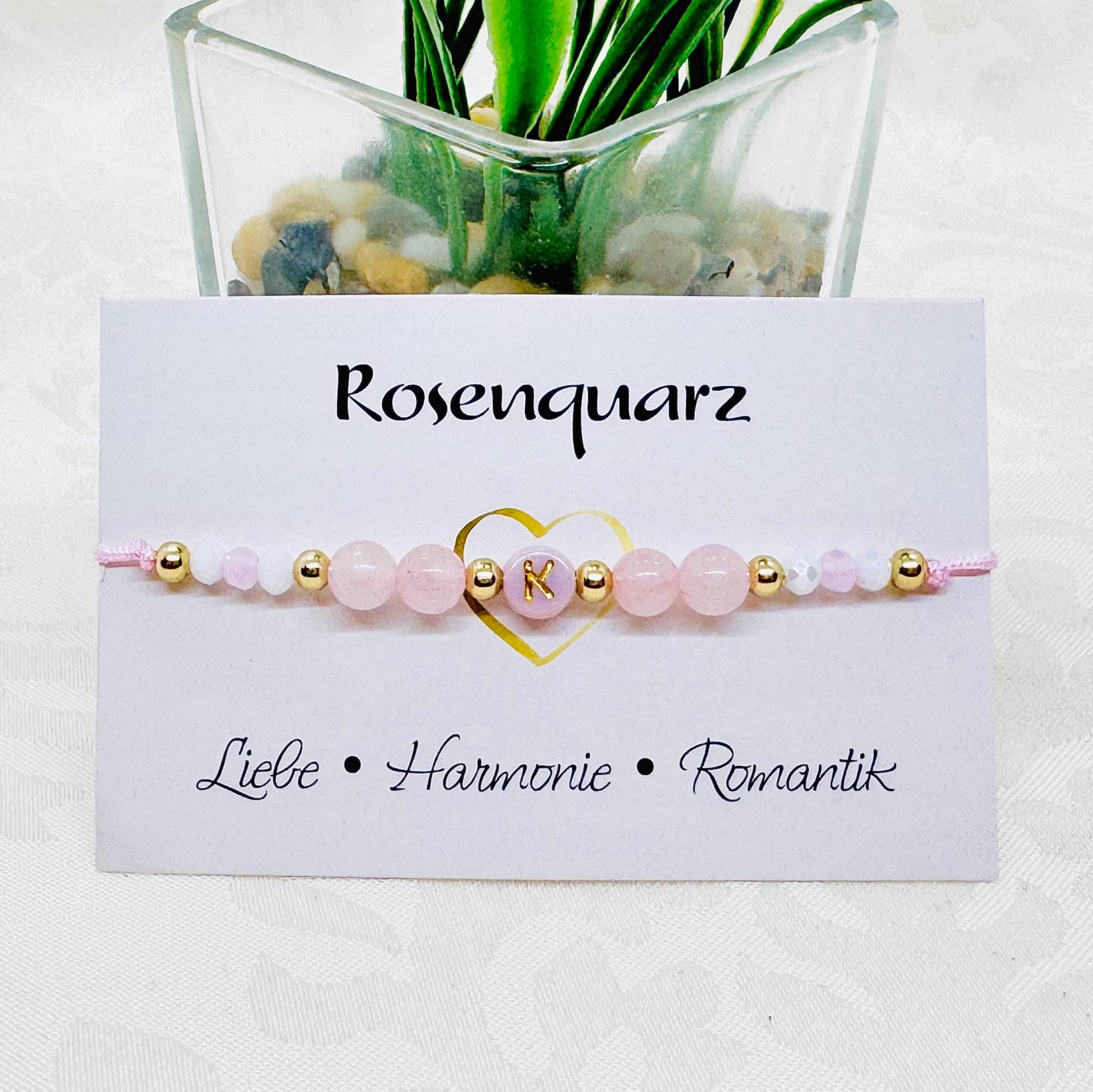 Rosenquarz Edelstein Armband Personalisiert/Verstellbar - Geschenk Für Sie Zartes Healing von GluecksengeI