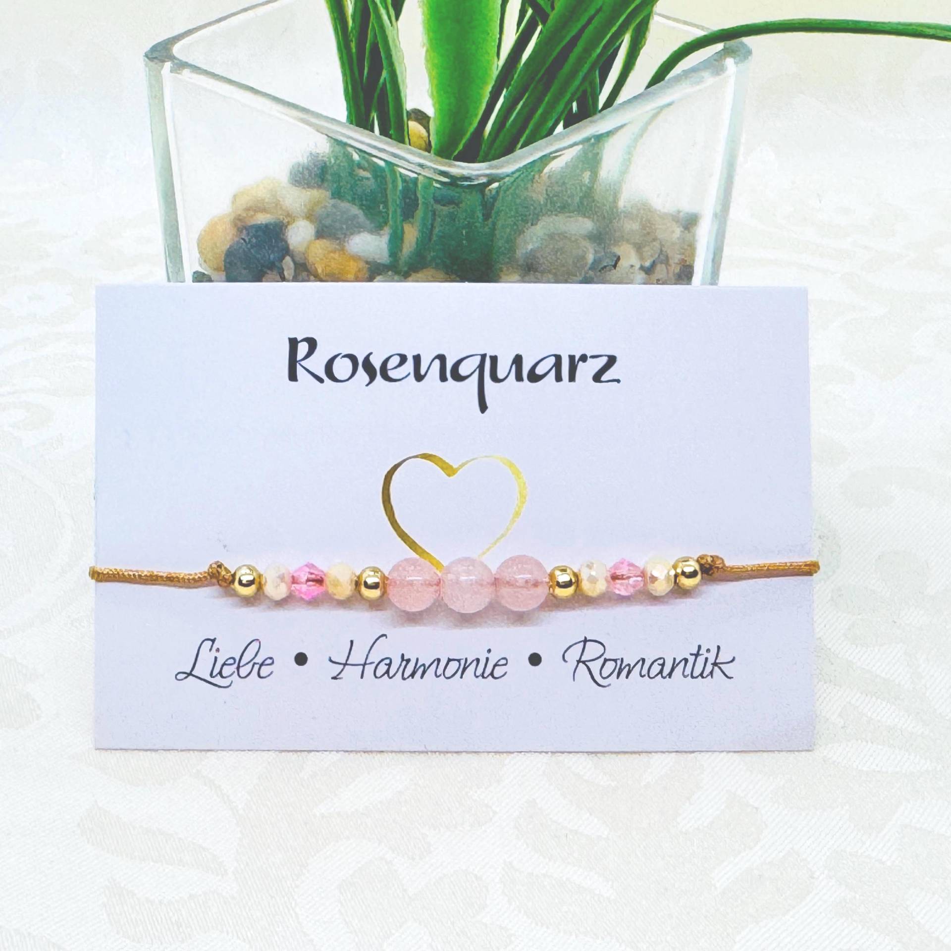 Rosenquarz Edelstein Armband Verstellbar - Zartes Freundschaftsarmband Rosa von GluecksengeI