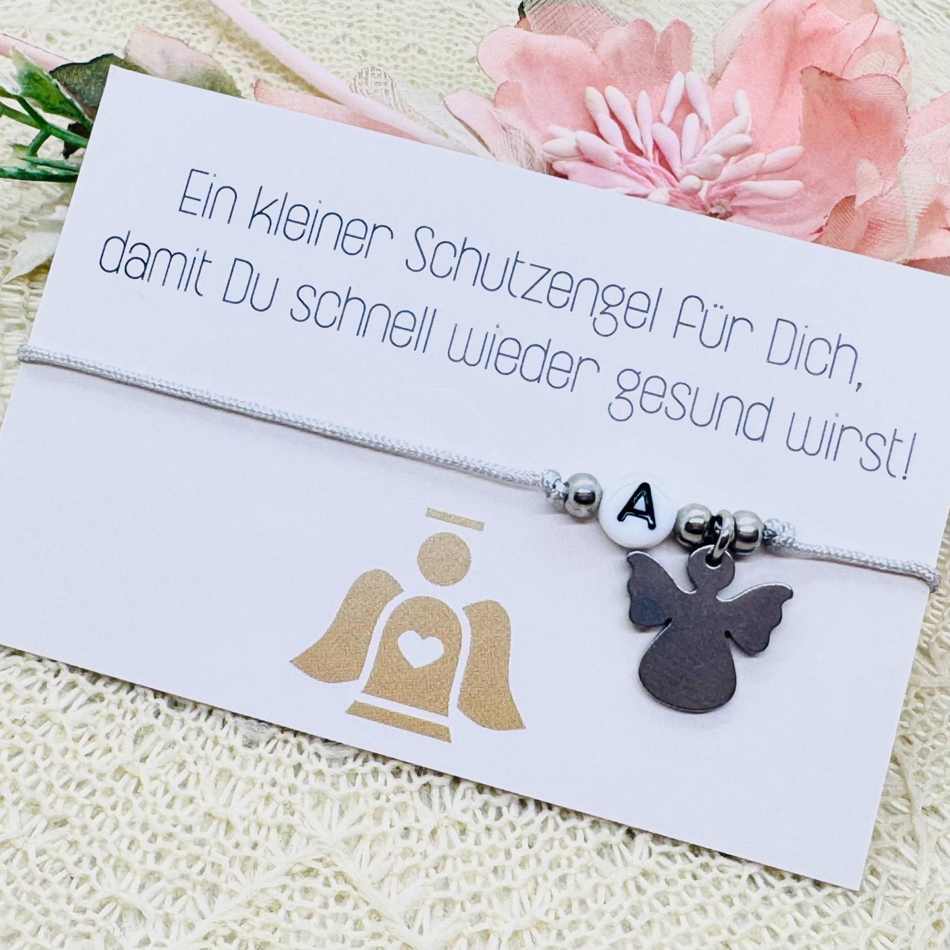 Schutzengel Makramee Armband - Zartes Engel Personalisiert Glücksbringer Genesung von GluecksengeI