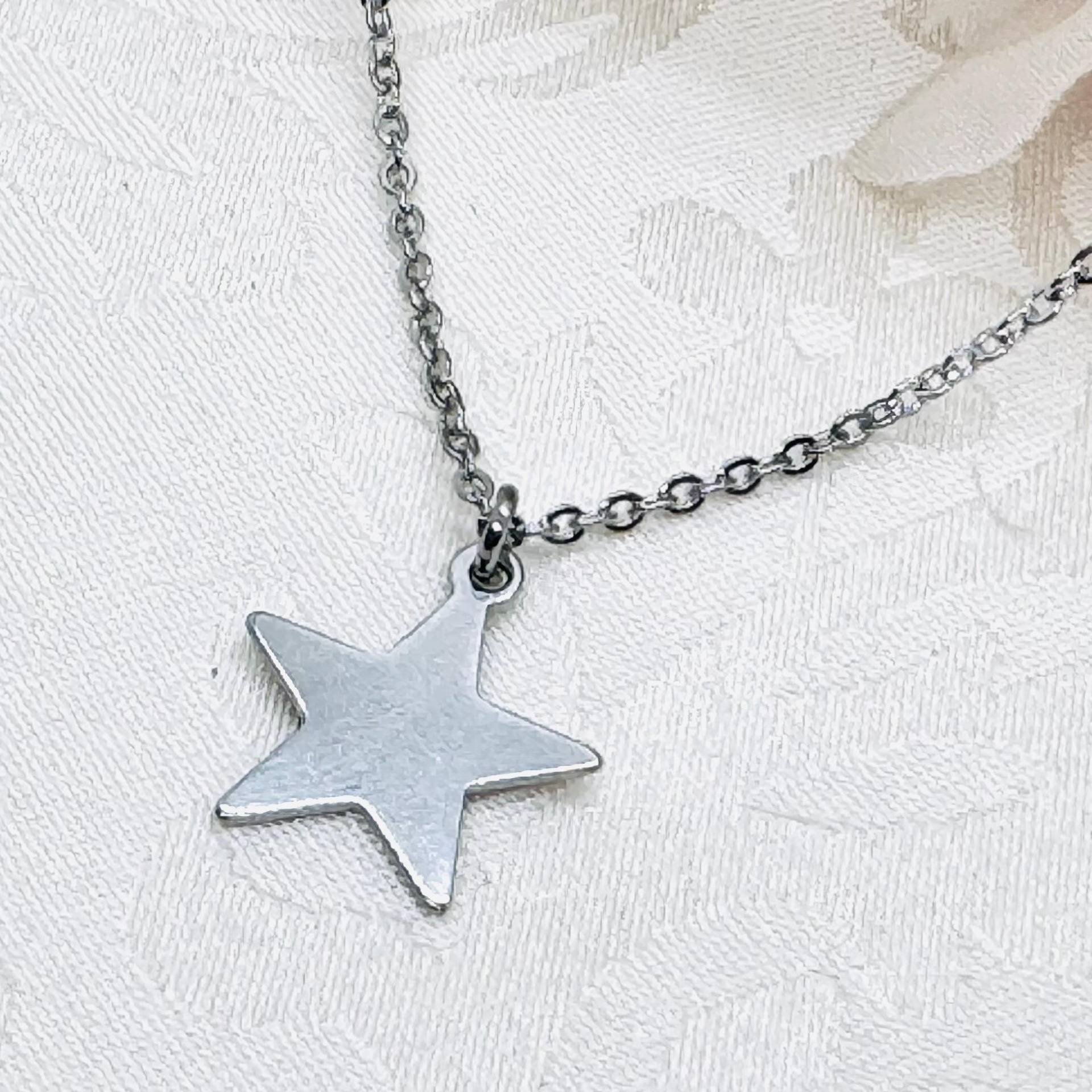 stern Halskette Silber Aus Edelstahl - Kette Mit Anhänger Wasserfest Herren Damenkette Geschenk Für Sie U. Ihn von GluecksengeI