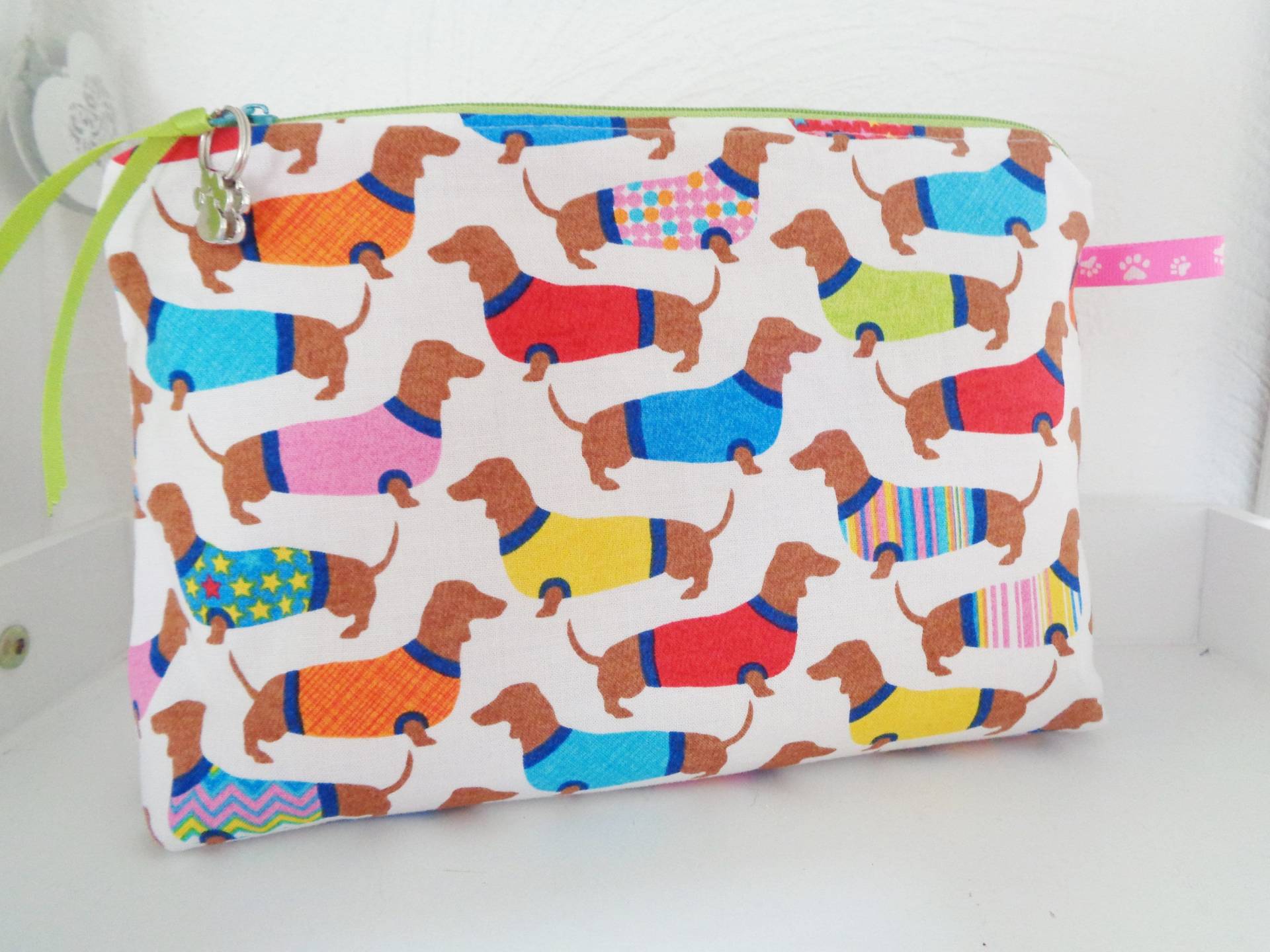 Kosmetiktasche - Krimskrams Tasche Beautytasche Wellnesstasche Dackel Teckel von Gluecksmomente1