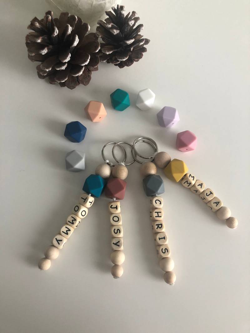 Schlüsselanhänger Personalisiert Holz Hexagon Schlüsselanhänger Personalisiert Holz Hexagon von Gluecksperlen