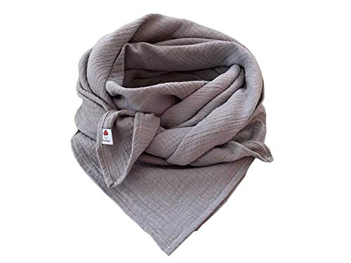 Glückspilz I Musselin Tuch Damen | Musselin Schal Damen | 130 x 130 cm | Schals & Tücher für Damen | Baumwolle | Musselintuch | XXL | Grau von Glückspilz-Shop