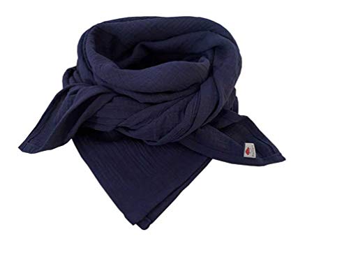 Glückspilz IMusselin Tuch Damen | Musselin Schal Damen | 130 x 130 cm | Schals & Tücher für Damen | Baumwolle | Musselintuch | XXL | I Navy von Glückspilz-Shop