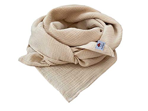 Glückspilz I Musselin Tuch Damen | Musselin Schal Damen | 130 x 130 cm | Schals & Tücher für Damen | Baumwolle | Musselintuch | XXL | Sand von Glückspilz-Shop