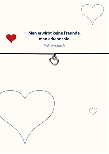 Glücksschmiedin - Freundschaft-Armband mit silberfarbenem Herz-Anhänger & Herzen Spruchkarte von Glücksschmiedin