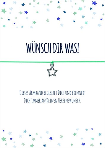 Glücksschmiedin - Glücksbringer Geschenk, Wunscharmband in türkis mit silbernem Stern Anhänger und Grußkarte, lokal handgefertigt von Glücksschmiedin