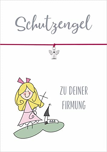 Glücksschmiedin - Schutzengel Geschenk mit handgemachten Armband in PINK mit Engel Anhänger und Postkarte zur Firmung von Glücksschmiedin