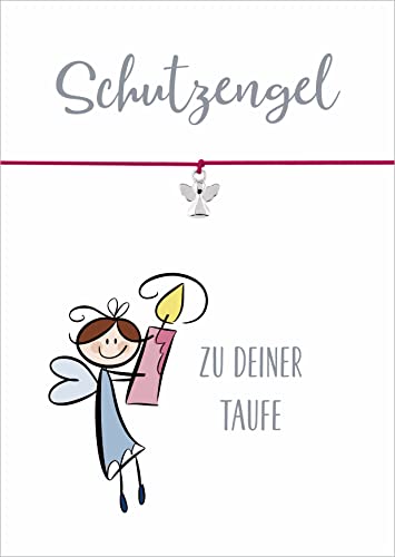 Glücksschmiedin - Schutzengel Geschenk mit handgemachten Armband in PINK mit silberfarbenem Engel Anhänger und Postkarte zur Taufe von Glücksschmiedin