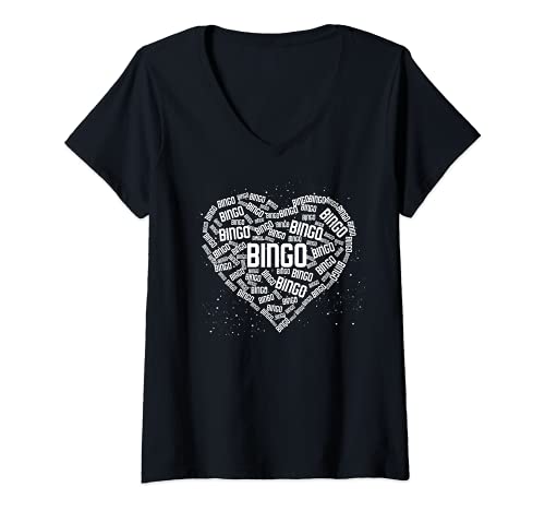 Damen Glücksspiel Bingo Herz Bingospieler Liebe Lotterie Bingo T-Shirt mit V-Ausschnitt Damen Glücksspiel Bingo Herz Bingospieler Liebe Lotterie Bingo T-Shirt mit V-Ausschnitt von Glücksspiel Bingo Lotterie