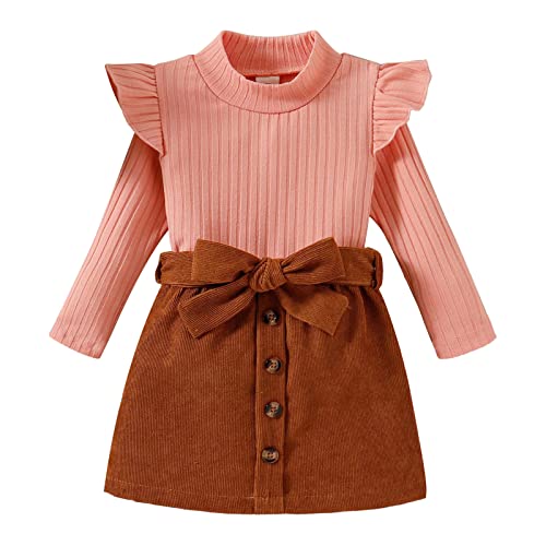 Baby Mädchen Langarm Kleid Spitze Pullover Strickkleid Prinzessin Kleid 2PCS Frühling Herbst Hochzeit Geburtstag Taufkleid Baumwolle Partykleid Kleider Outfits Kleidung Kostüme Baby Geschenk von Glücksvogel