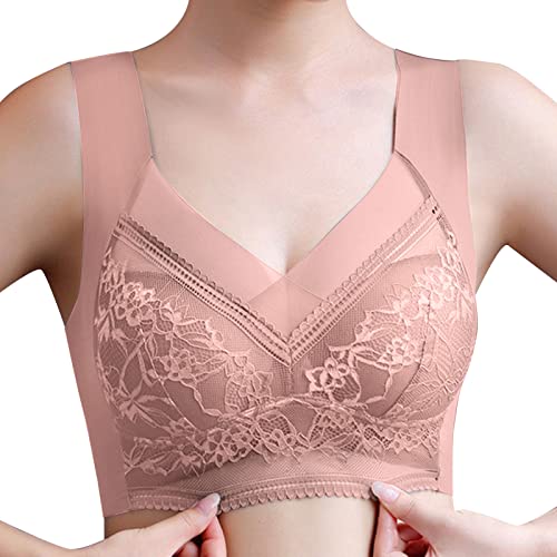 Bügelfreier Nahtloser BH für Damen High Elastizität Gepolstert Bralette Spitzen Schlaf BH Ultra Leicht Bequemer Bralette Push up BH Bügelloser Bustier Yoga Sports BH Täglicher Bra (Coffee, XXXXXL) von Glücksvogel