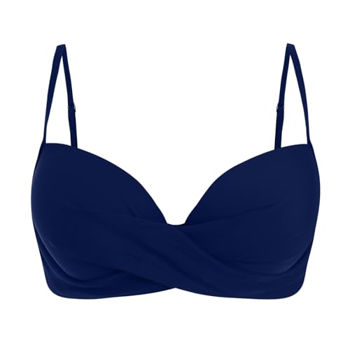 Damen Bikini Oberteil V Ausschnitt Wickeloptik Crossover Bralette Bademoden Push Up Sport Bikinioberteil Gepolstert Bikinis Bra Große Brüste Padded Schnell Trocknend Swimsuits Sommer Strand Bikini Top von Glücksvogel