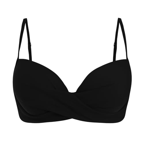 Damen Bikini Oberteil V Ausschnitt Wickeloptik Crossover Bralette Bademoden Push Up Sport Bikinioberteil Gepolstert Bikinis Bra Große Brüste Padded Schnell Trocknend Swimsuits Sommer Strand Bikini Top von Glücksvogel