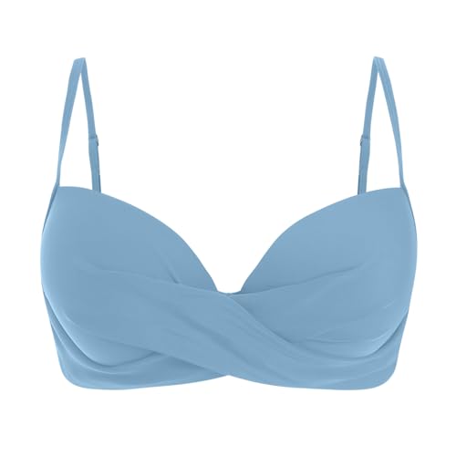 Damen Bikini Oberteil V Ausschnitt Wickeloptik Crossover Bralette Bademoden Push Up Sport Bikinioberteil Gepolstert Bikinis Bra Große Brüste Padded Schnell Trocknend Swimsuits Sommer Strand Bikini Top von Glücksvogel