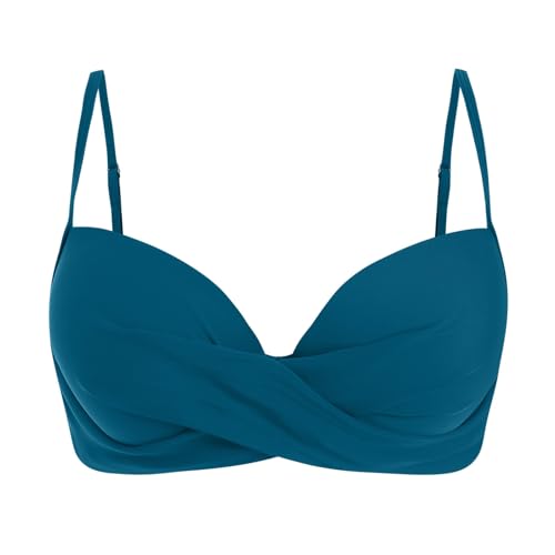 Damen Bikini Oberteil V Ausschnitt Wickeloptik Crossover Bralette Bademoden Push Up Sport Bikinioberteil Gepolstert Bikinis Bra Große Brüste Padded Schnell Trocknend Swimsuits Sommer Strand Bikini Top von Glücksvogel