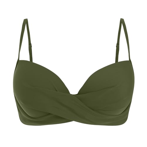 Damen Bikini Oberteil V Ausschnitt Wickeloptik Crossover Bralette Bademoden Push Up Sport Bikinioberteil Gepolstert Bikinis Bra Große Brüste Padded Schnell Trocknend Swimsuits Sommer Strand Bikini Top von Glücksvogel