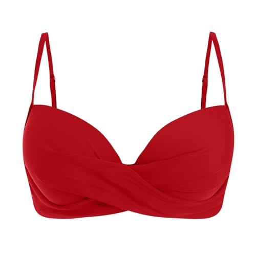 Damen Bikini Oberteil V Ausschnitt Wickeloptik Crossover Bralette Bademoden Push Up Sport Bikinioberteil Gepolstert Bikinis Bra Große Brüste Padded Schnell Trocknend Swimsuits Sommer Strand Bikini Top von Glücksvogel